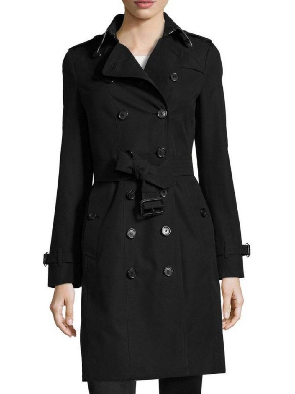 Burberry Sandringham Long Black Belted Double-Breasted Trench Coat